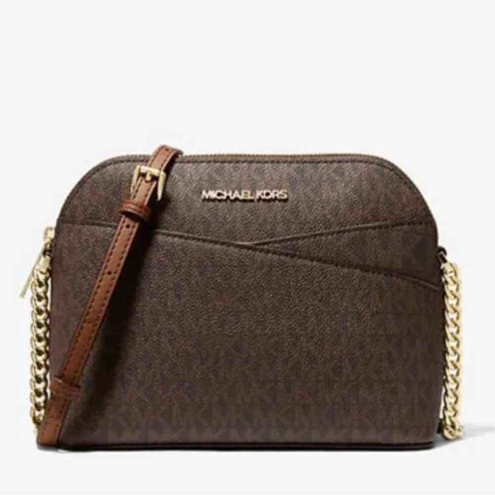 Michael Kors Jet Set Travel Med Logo Dome Crossbody XCROSS XBODY Bag
Brown 
NWT